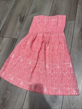 Pink Strapless Patterned Dress